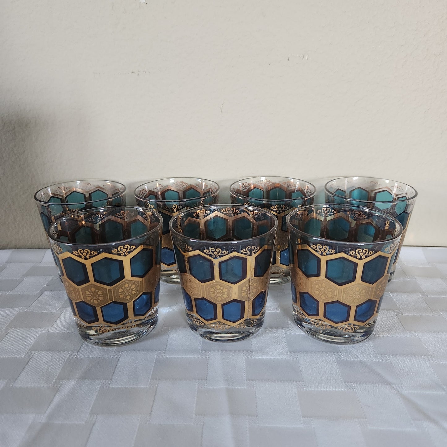 22K Gold Vintage Mid-Century Modern Pasinski Glasses Set of 7