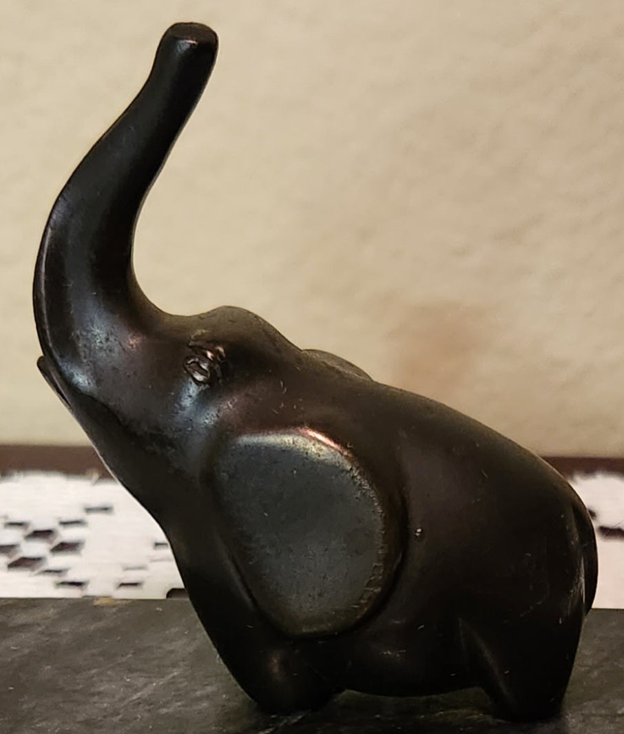 Vintage Bronze Elephant Marble Ashtray