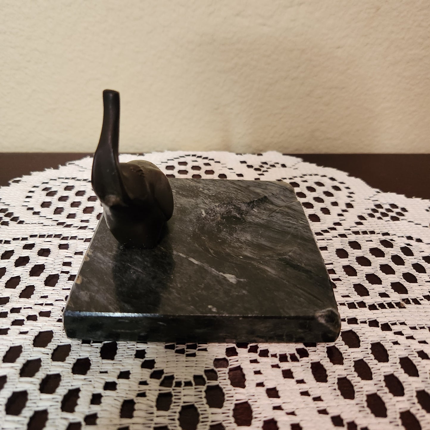 Vintage Bronze Elephant Marble Ashtray