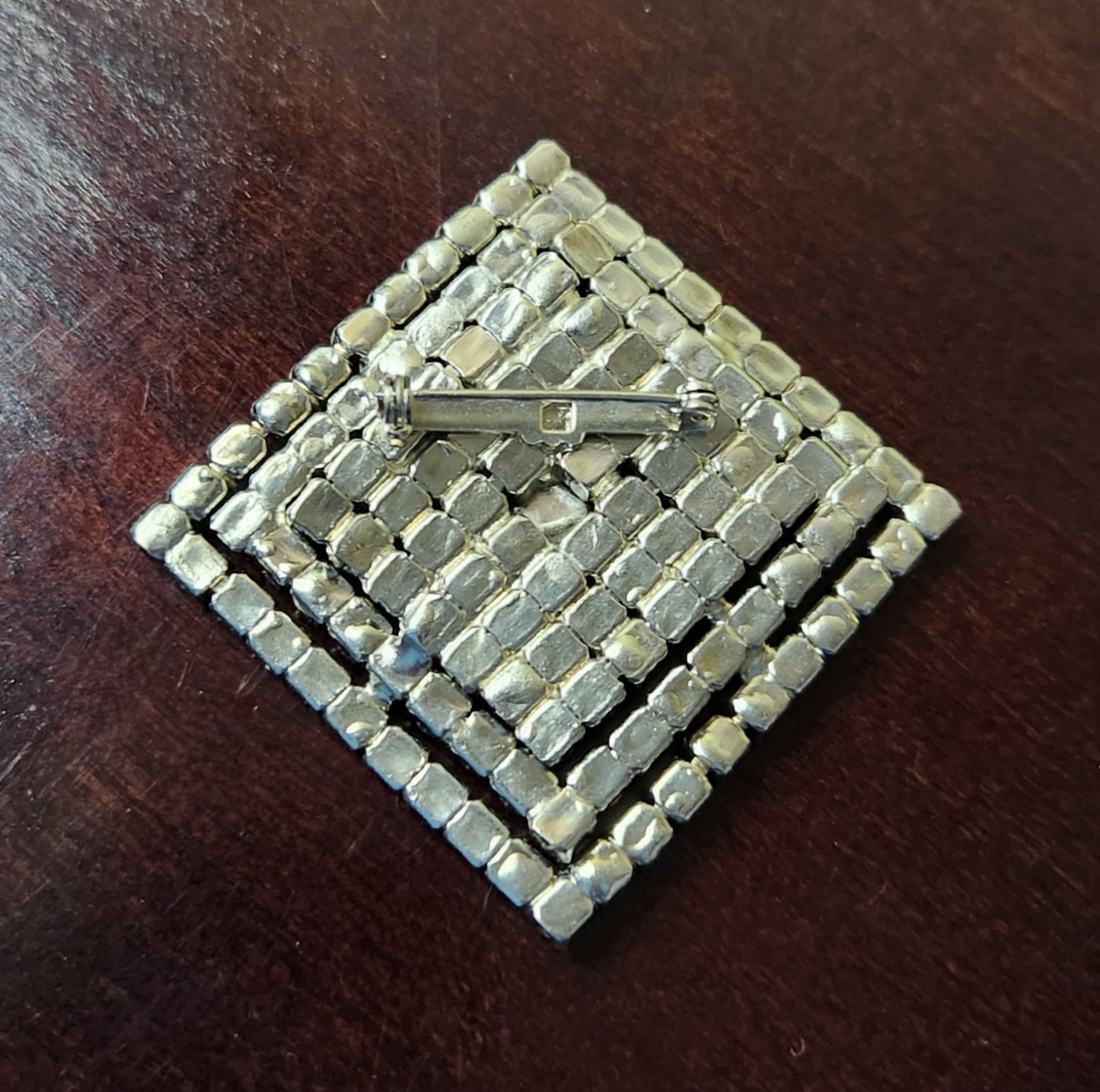 Large Square Vintage Rhinestone Brooch