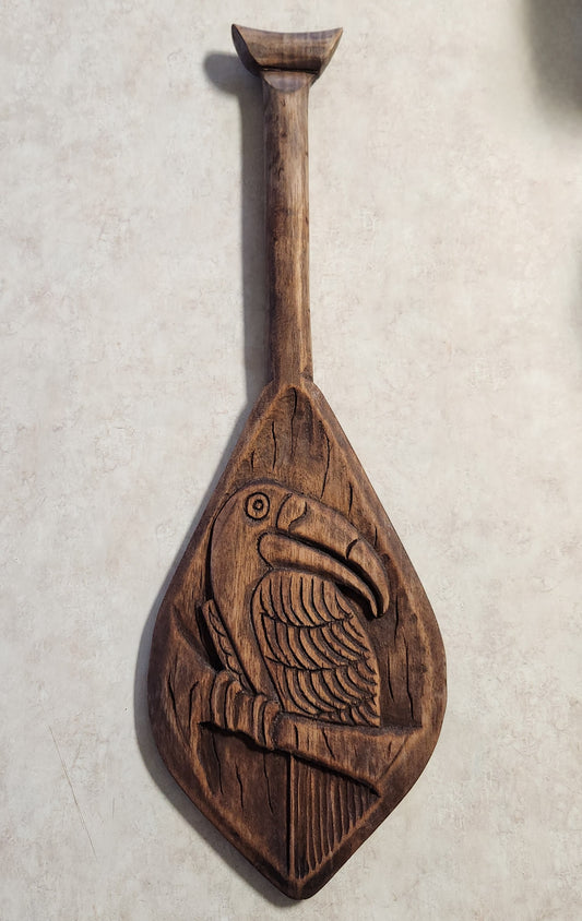 Signed Hand-Carved Wood Paddle From Brazil