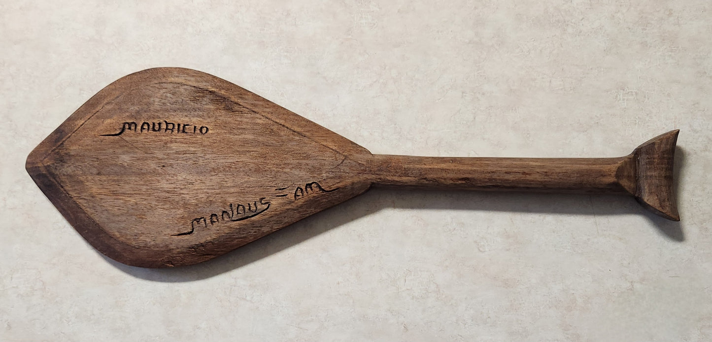 Signed Hand-Carved Wood Paddle From Brazil