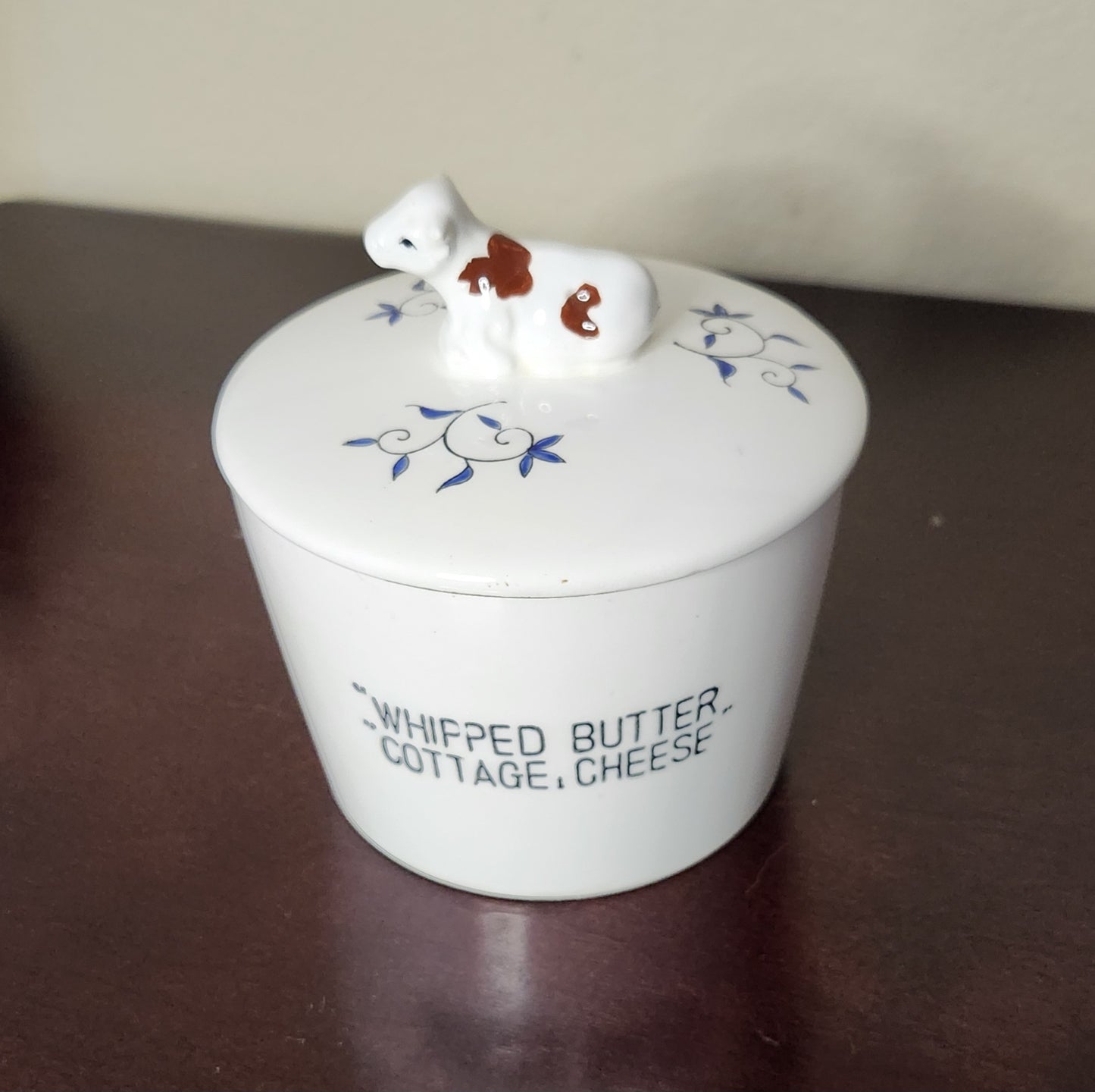 Antique Cow & Rooster Cheese / Butter Dish