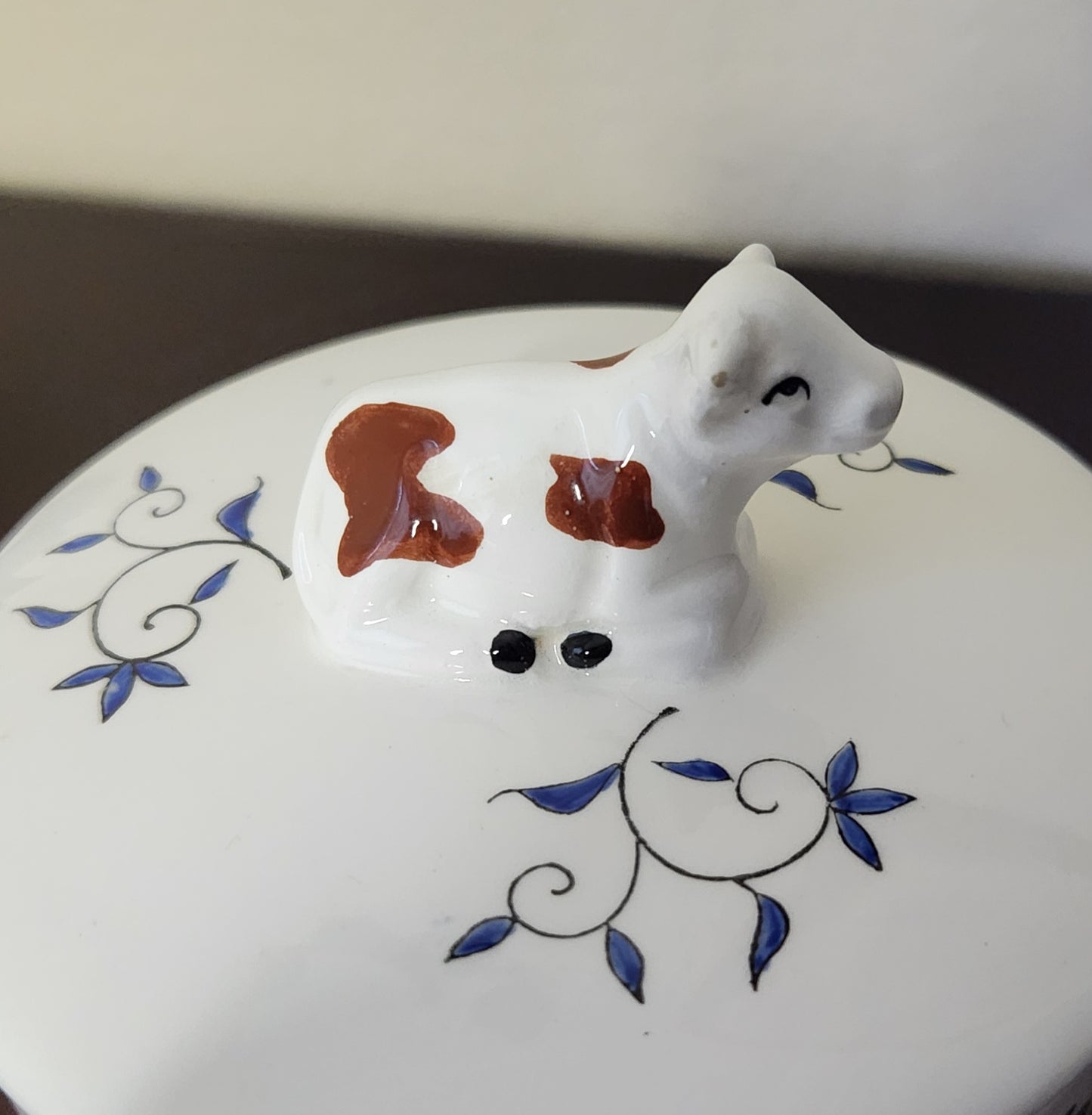 Antique Cow & Rooster Cheese / Butter Dish