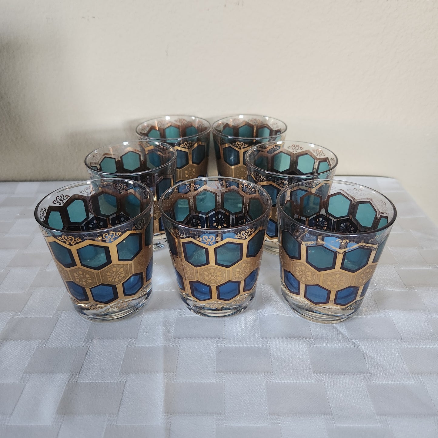 22K Gold Vintage Mid-Century Modern Pasinski Glasses Set of 7