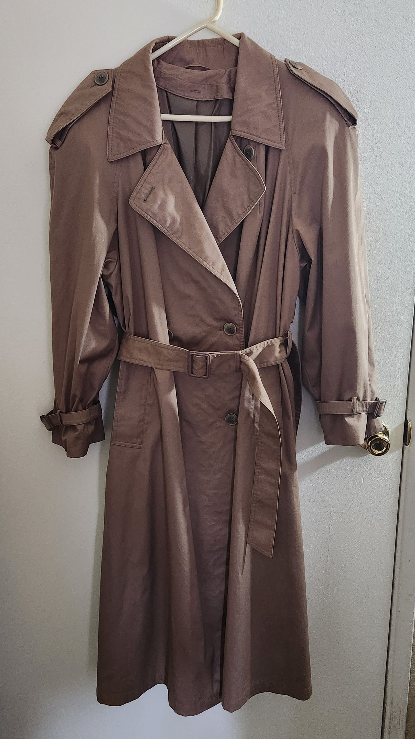 Womens Khaki Mid-Calf Length Trenchcoat Size L/XL