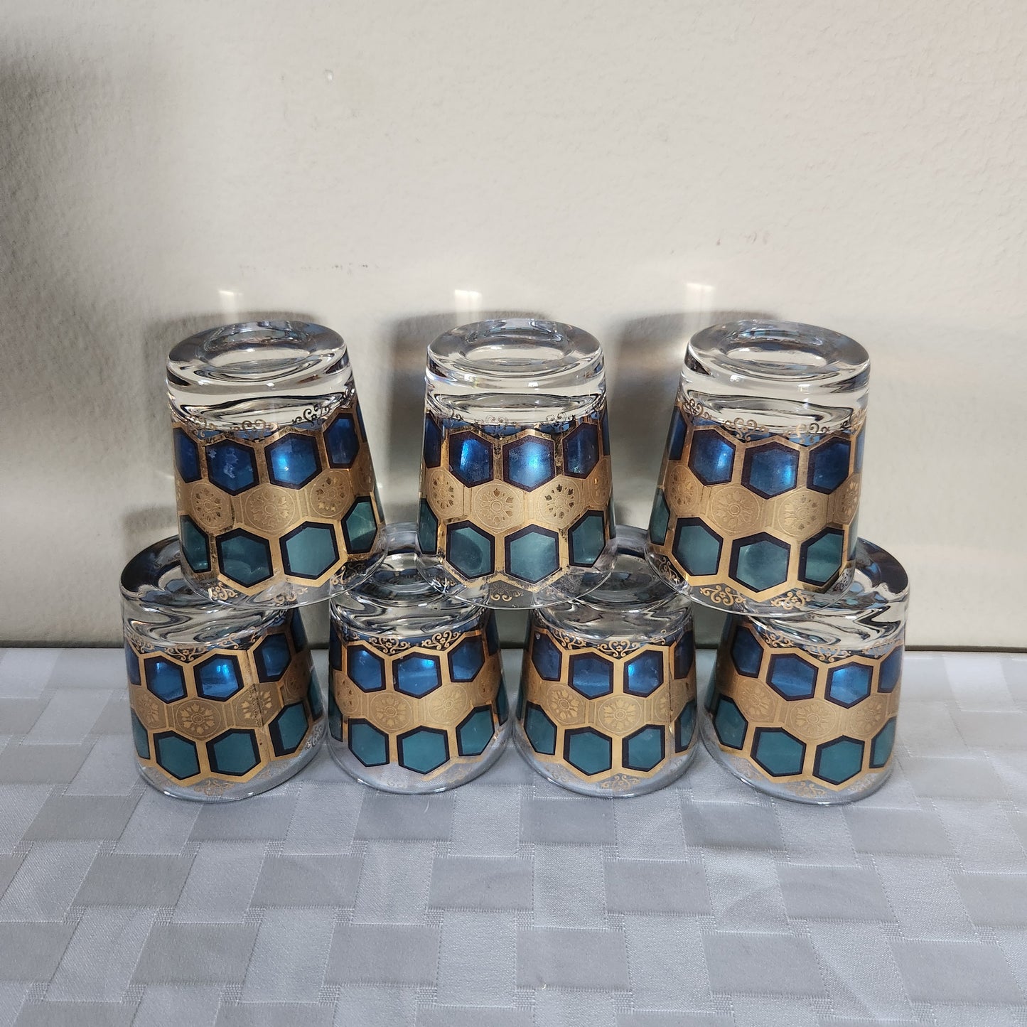 22K Gold Vintage Mid-Century Modern Pasinski Glasses Set of 7