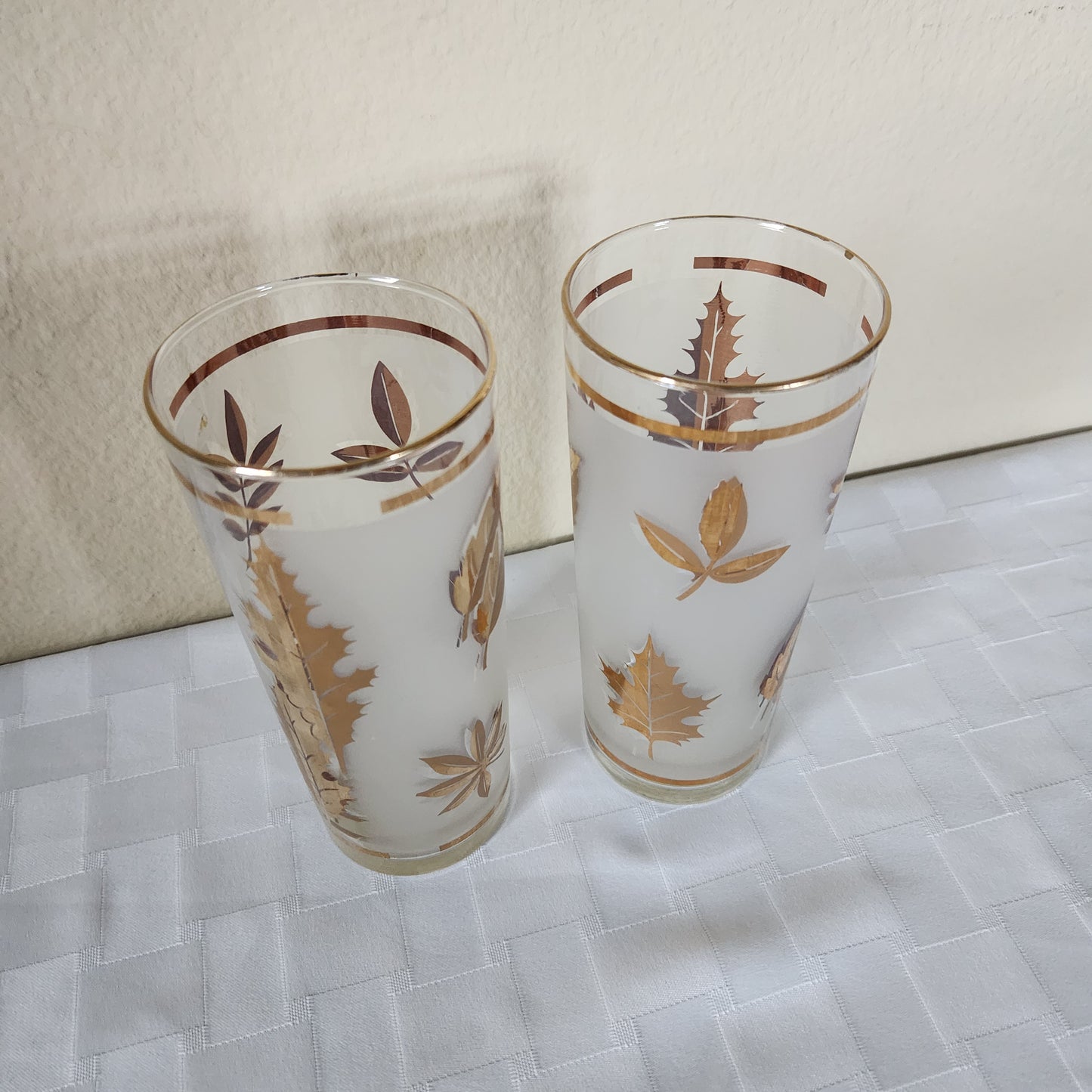 2 Mid-Century Modern 22K Gold Leaf Tom Collins Glasses
