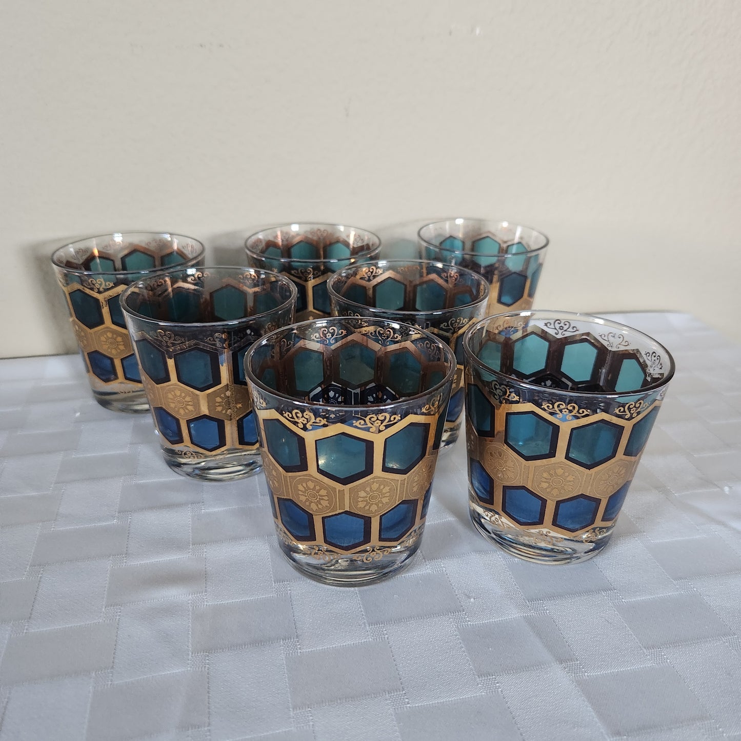 22K Gold Vintage Mid-Century Modern Pasinski Glasses Set of 7
