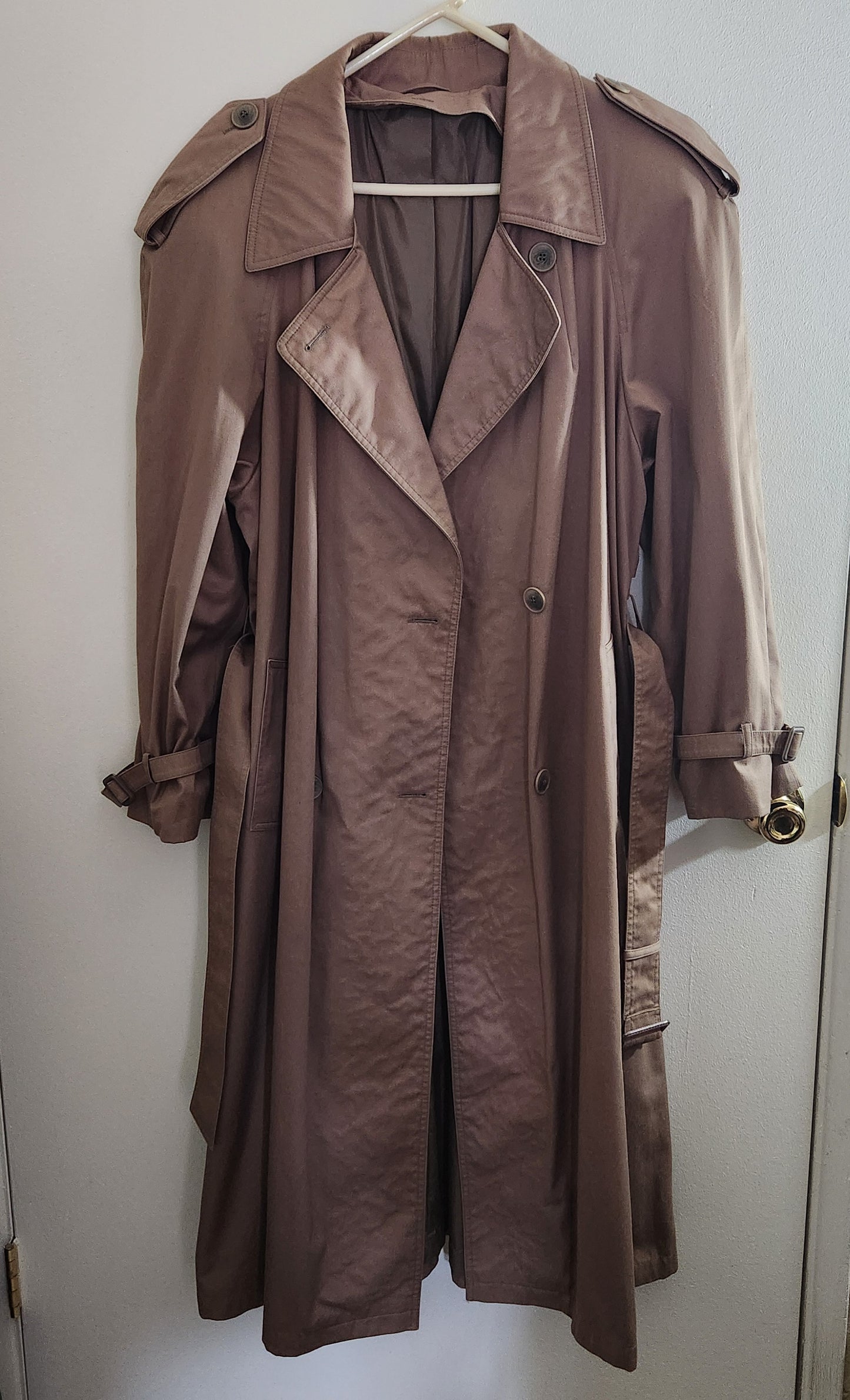 Womens Khaki Mid-Calf Length Trenchcoat Size L/XL