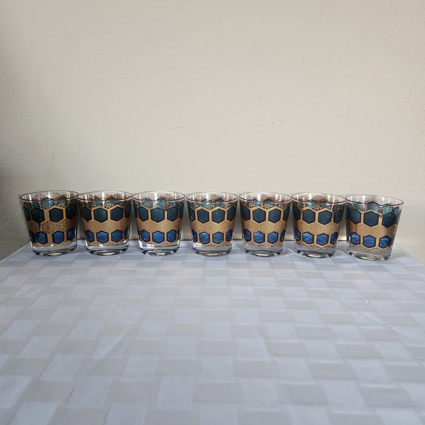 22K Gold Vintage Mid-Century Modern Pasinski Glasses Set of 7