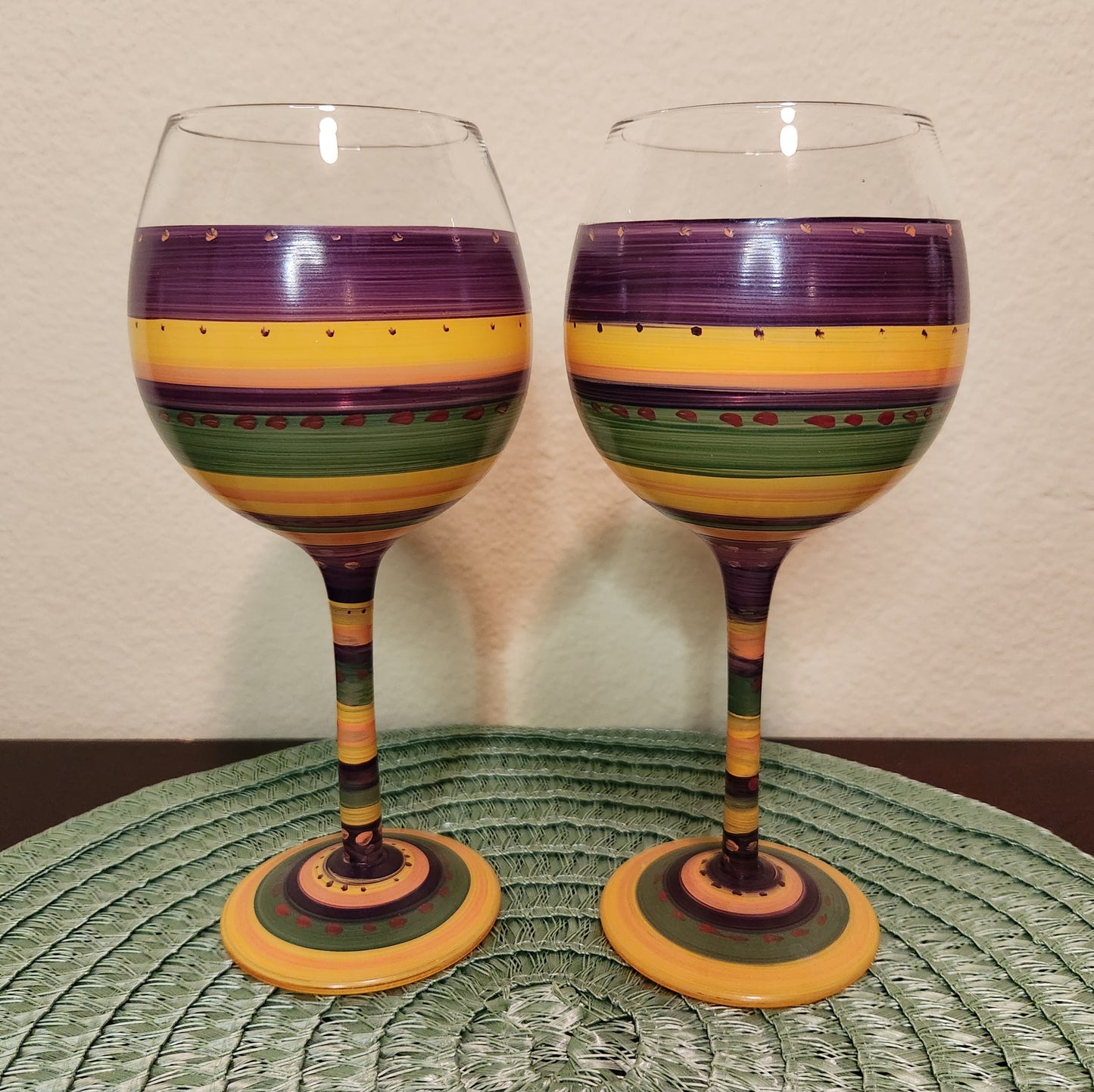 Set of 2 Hand-painted Wine Glasses