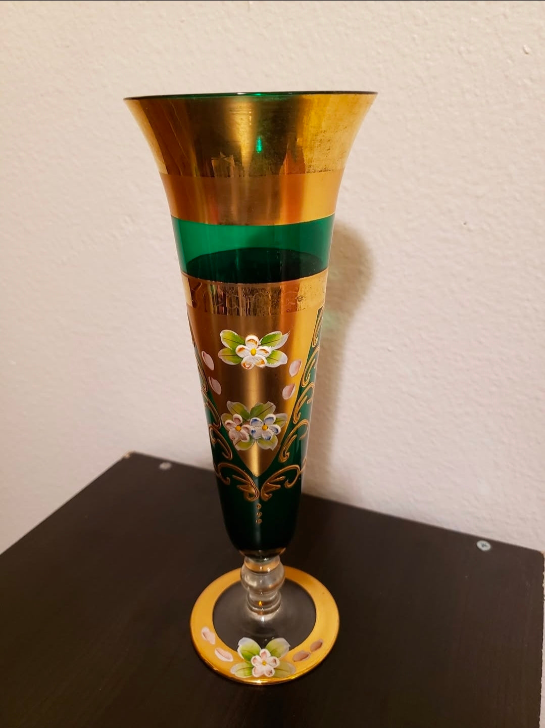 24-Karat Gold Gilded Venetian Murano-Style Bohemian Czech Art Glass Vases