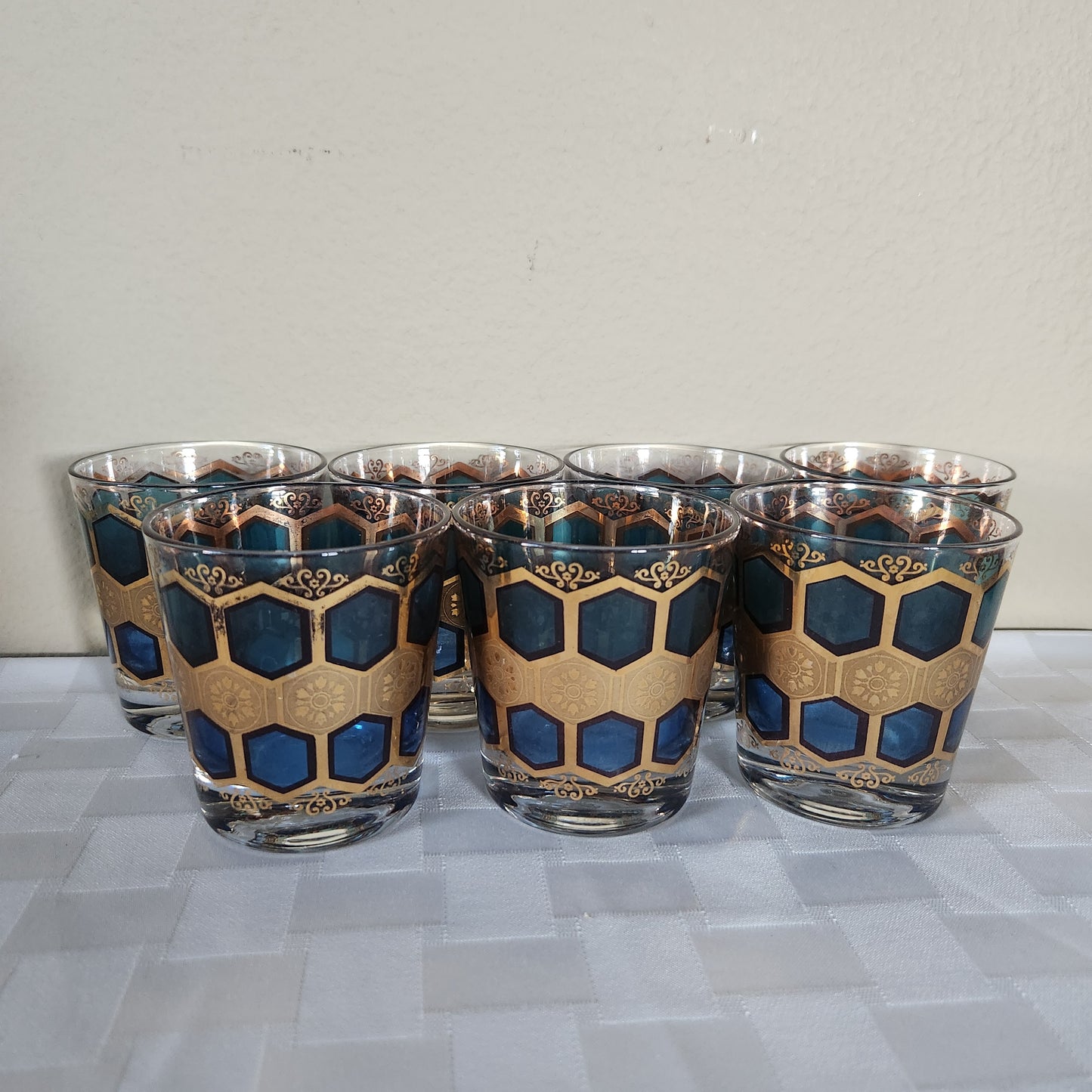 22K Gold Vintage Mid-Century Modern Pasinski Glasses Set of 7