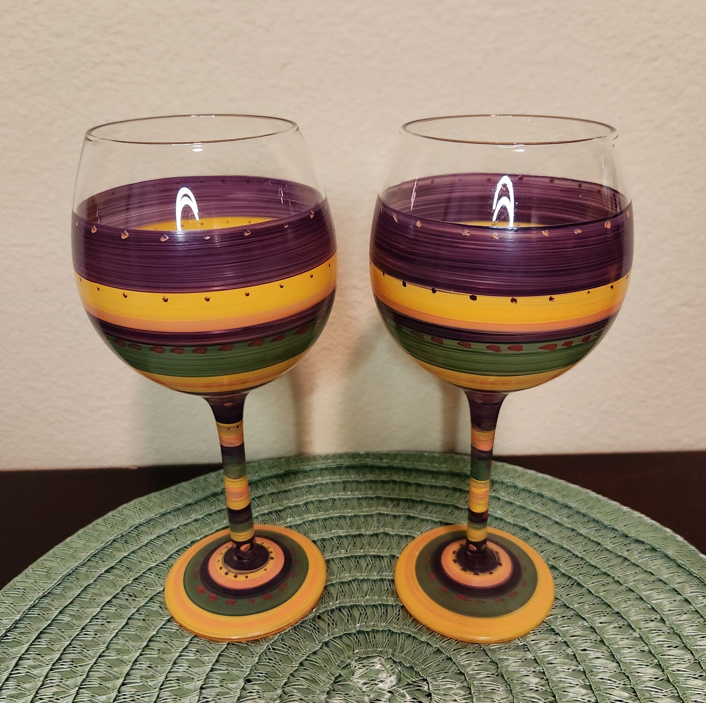 Set of 2 Hand-painted Wine Glasses