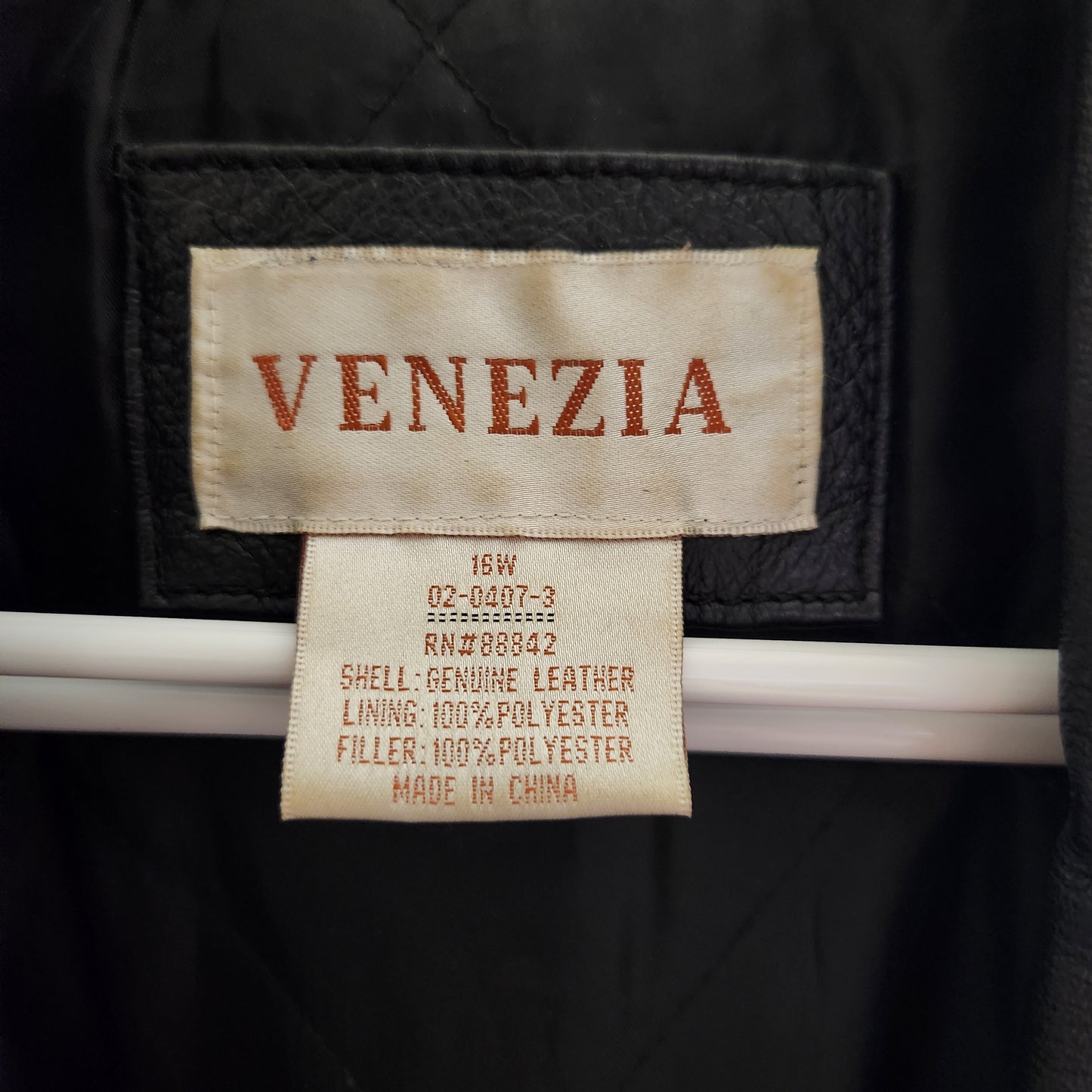 Vintage Venezia Leather Fringed Duster Jacket Size 16W