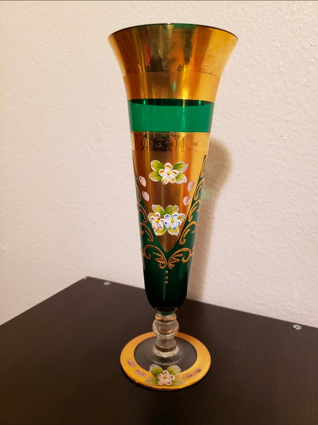 24-Karat Gold Gilded Venetian Murano-Style Bohemian Czech Art Glass Vases