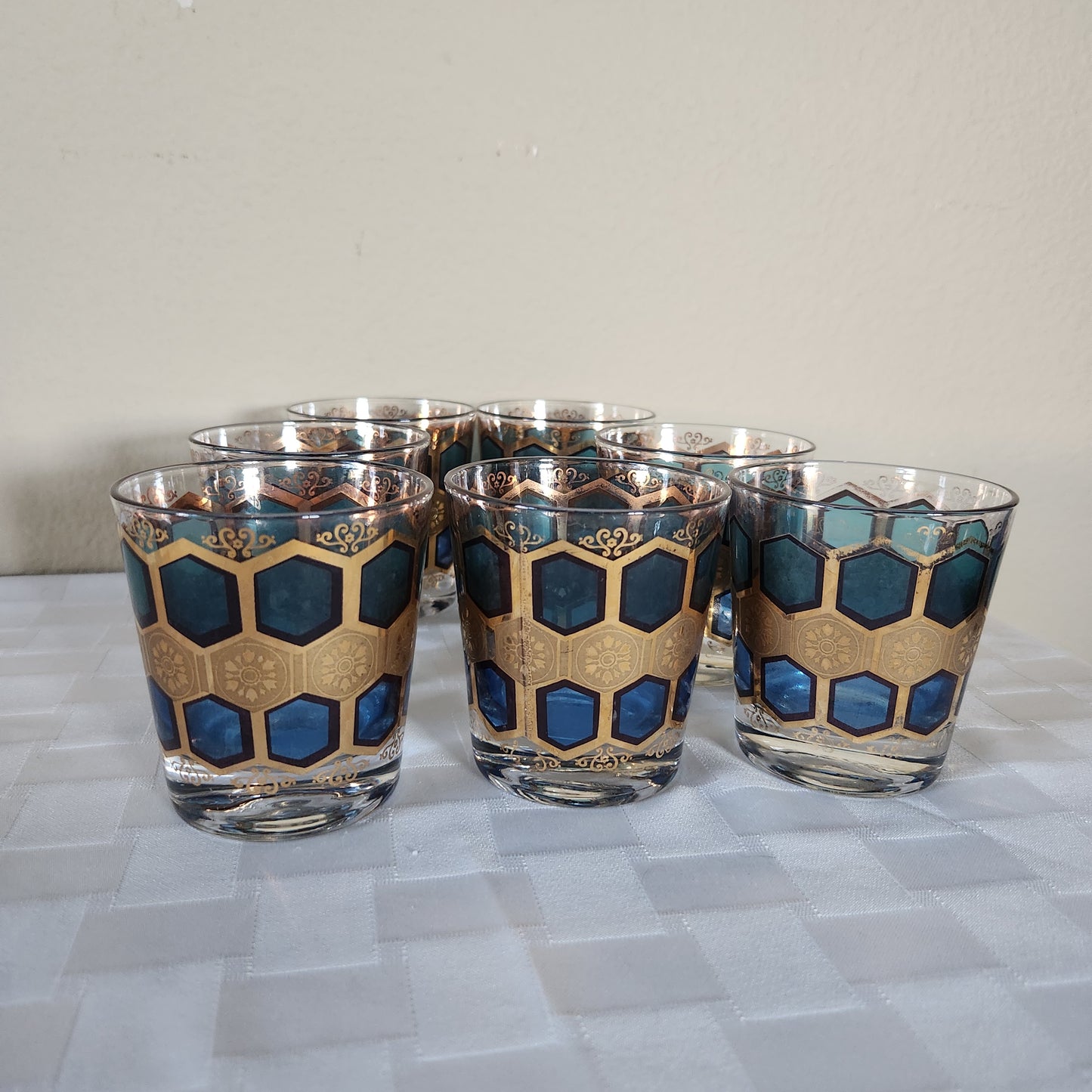 22K Gold Vintage Mid-Century Modern Pasinski Glasses Set of 7