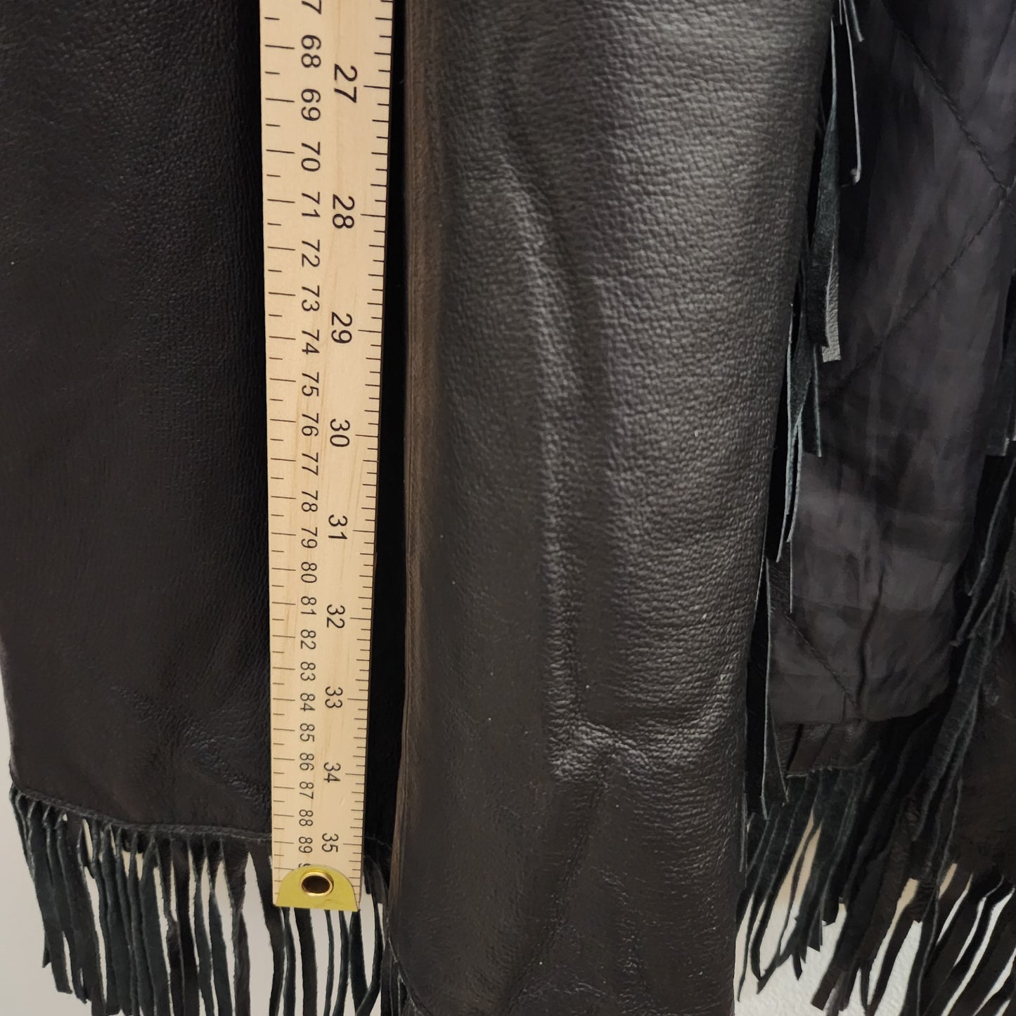 Vintage Venezia Leather Fringed Duster Jacket Size 16W