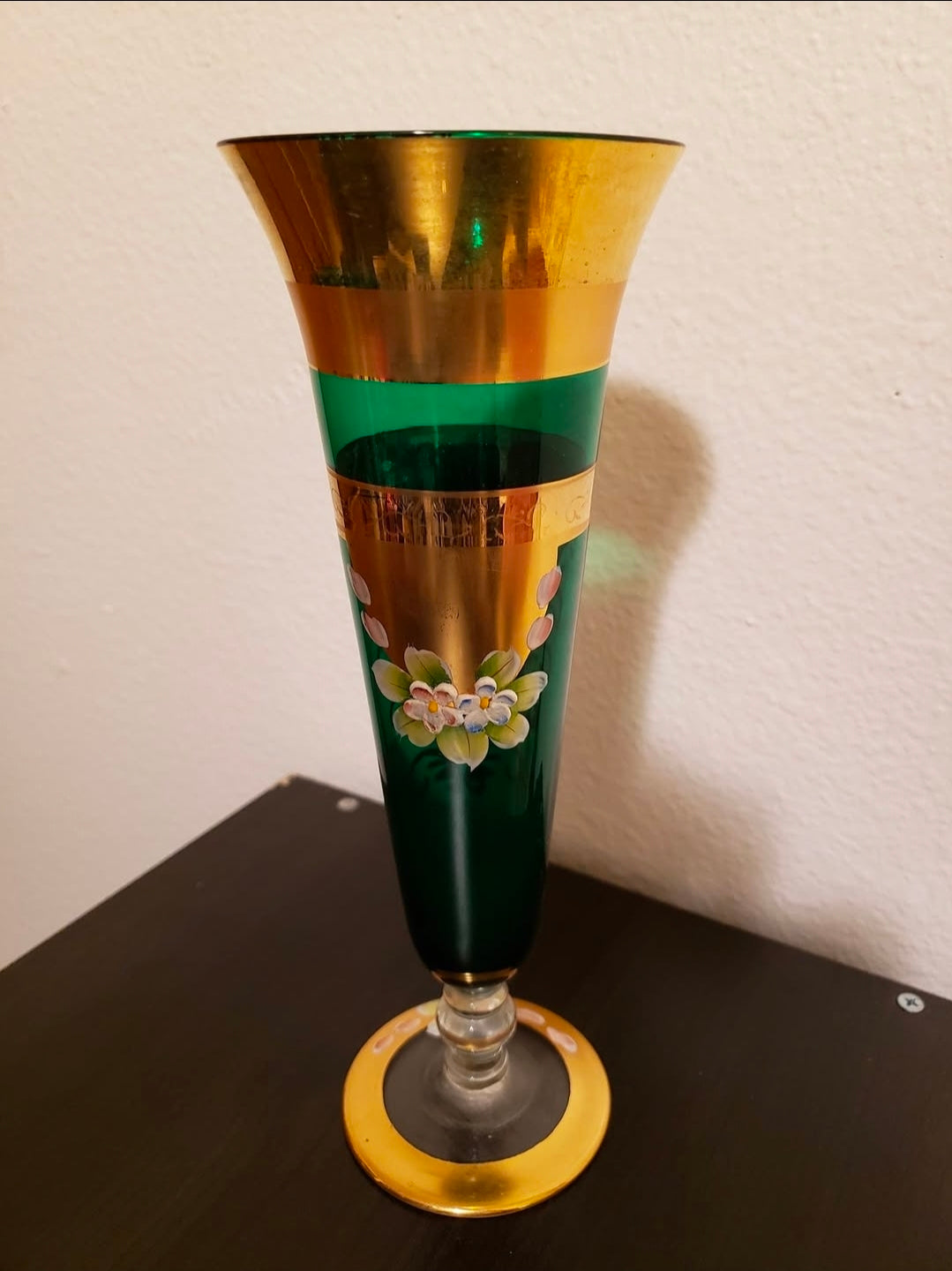 24-Karat Gold Gilded Venetian Murano-Style Bohemian Czech Art Glass Vases