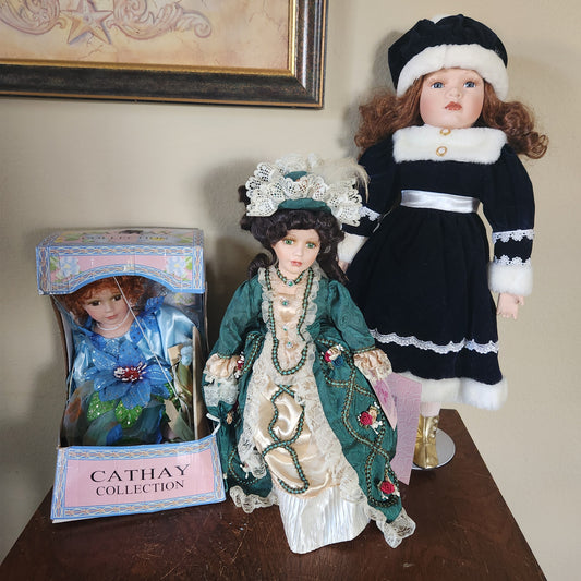 3 Vintage Porcelain Dolls Memories & Cathay Collection