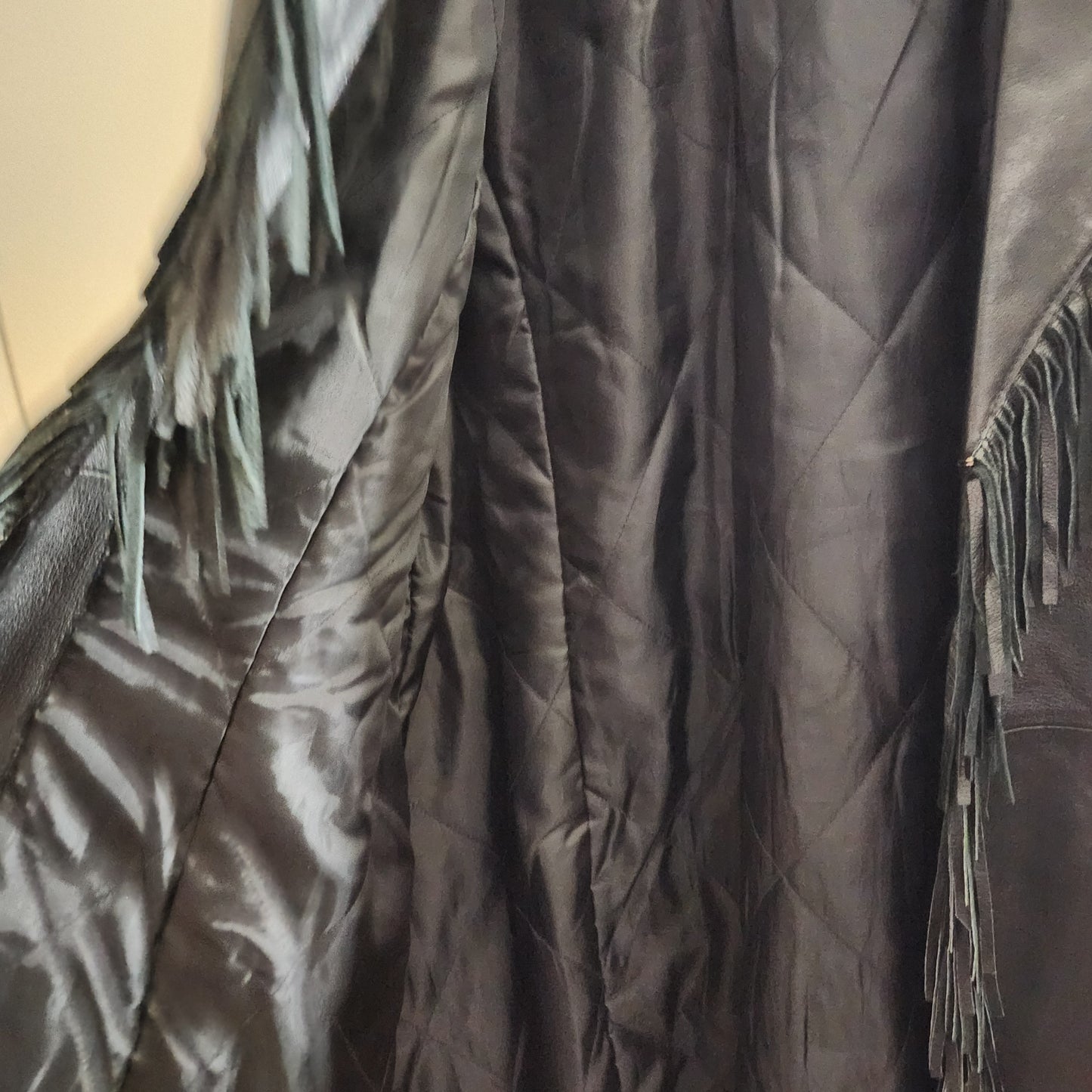 Vintage Venezia Leather Fringed Duster Jacket Size 16W