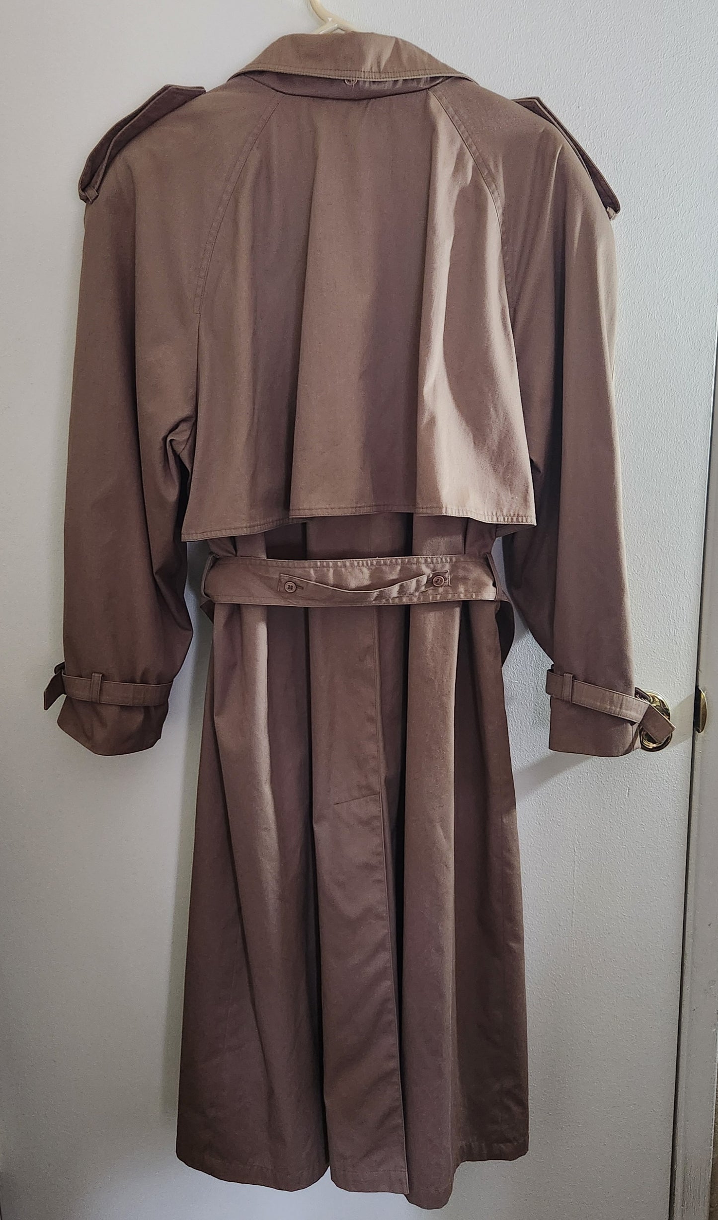 Womens Khaki Mid-Calf Length Trenchcoat Size L/XL