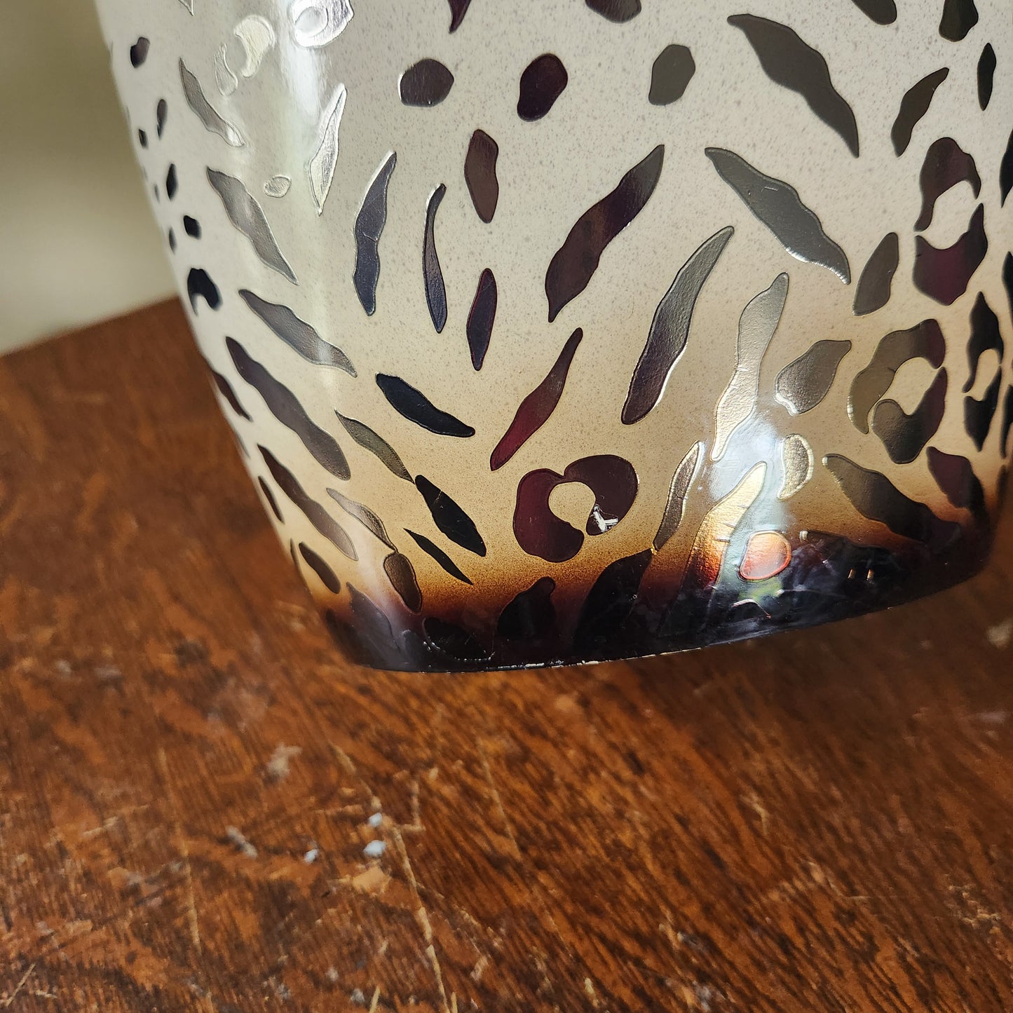 Better Homes & Gardens Leopard Print Waste Basket / Planter 10"