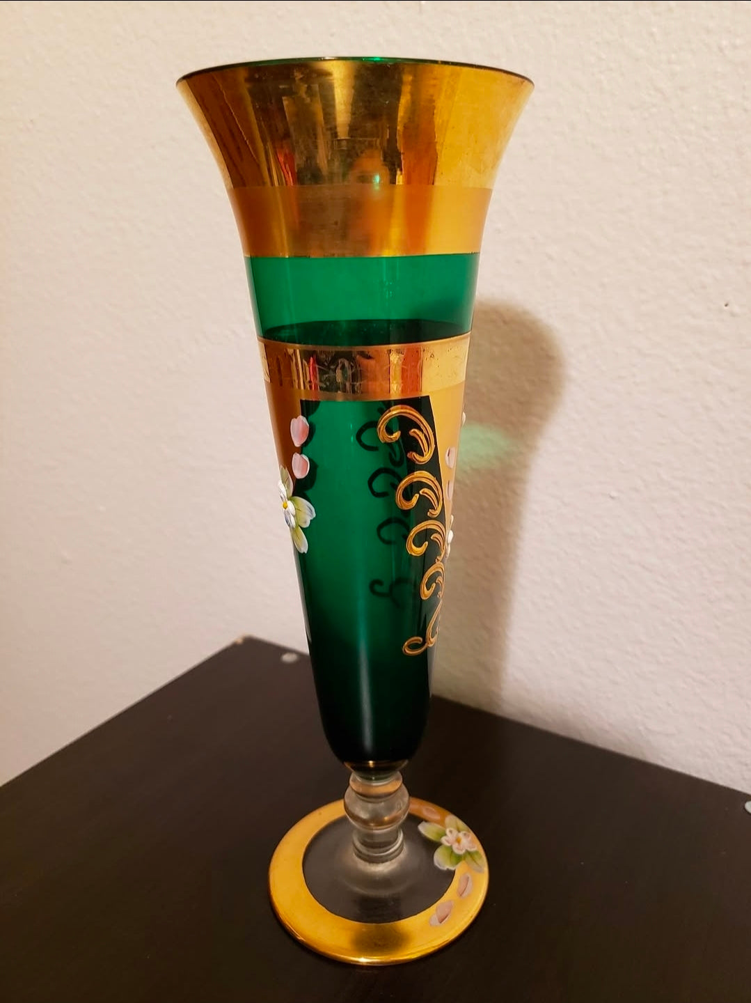 24-Karat Gold Gilded Venetian Murano-Style Bohemian Czech Art Glass Vases