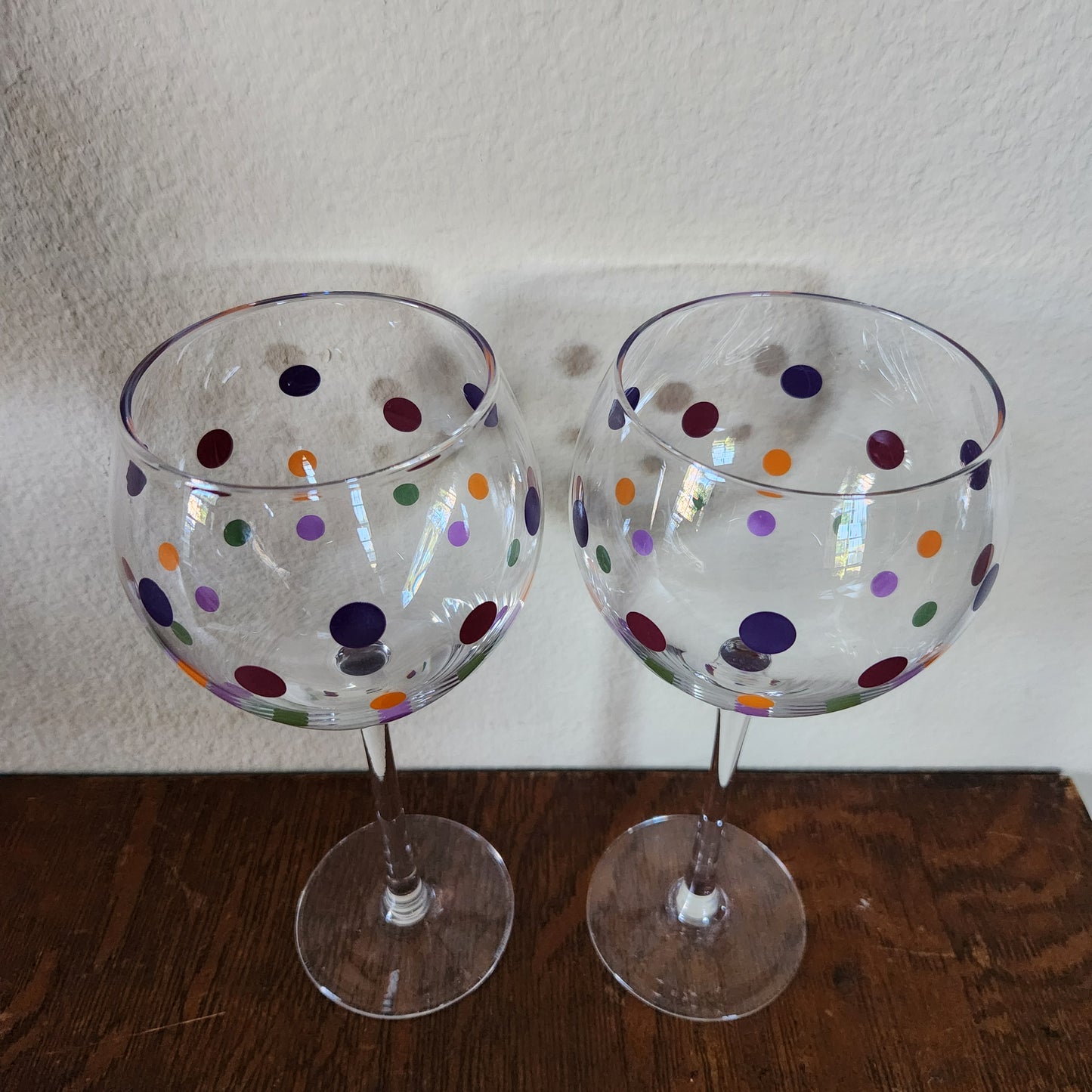 Set of Wine Glasses Pampered Chef Polka Dots