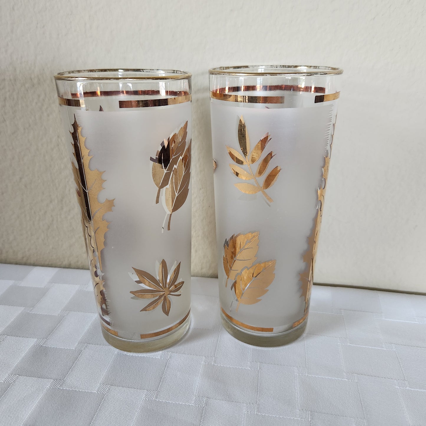 2 Mid-Century Modern 22K Gold Leaf Tom Collins Glasses
