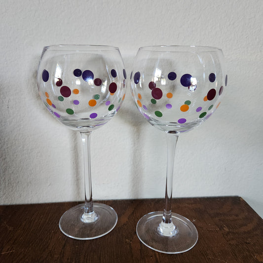 Set of Wine Glasses Pampered Chef Polka Dots